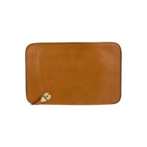 RALPH LAUREN Purple Label Collection Tan Cognac Leather Zipper Portfolio Case